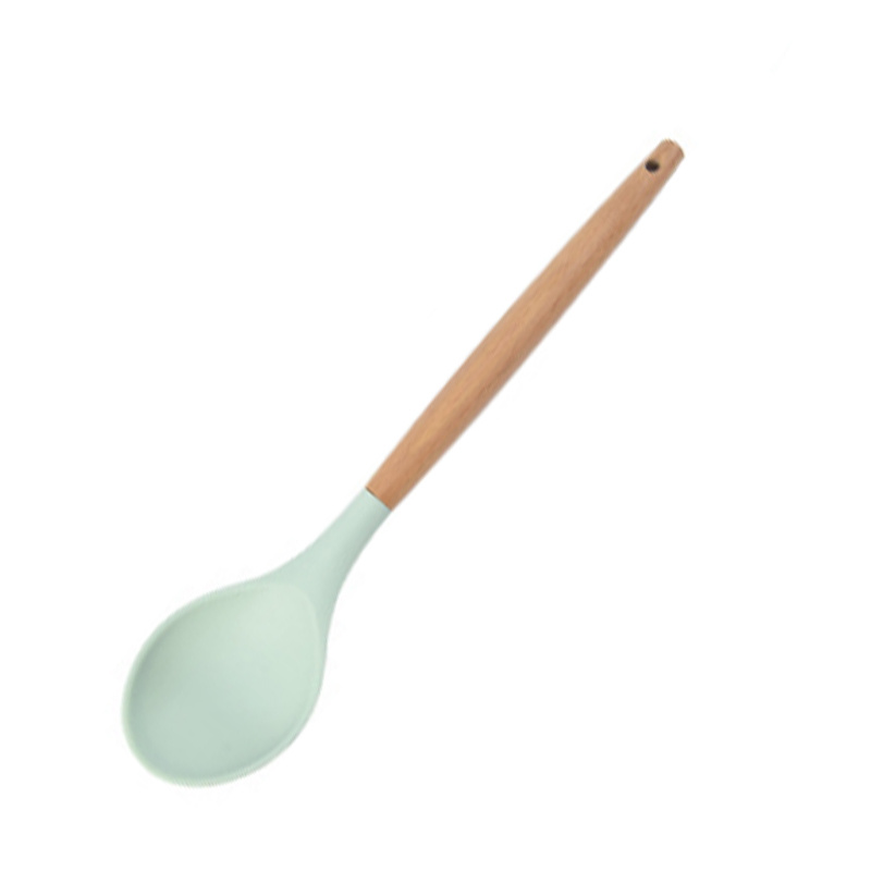 1 cucchiaio in silicone alimentare con manico in legno, utensili da cucina,  accessori da cucina