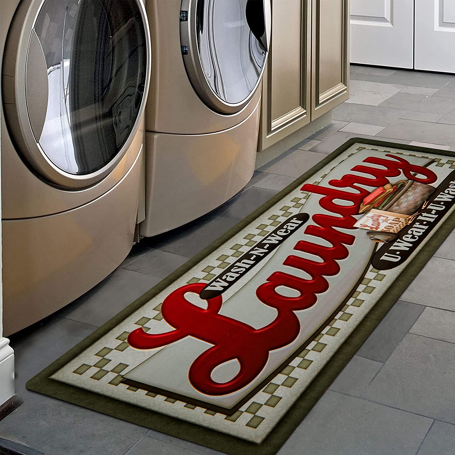 Non Slip Laundry Rug Mat Laundry Room Decor Washable Runner - Temu