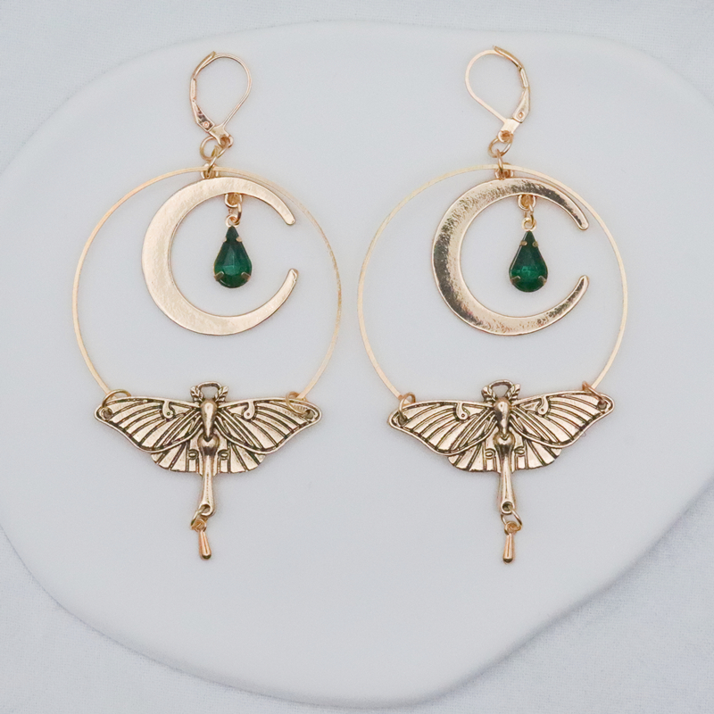 Vintage Gemstone Earrings For Women, Featuring Bohemian Moth Drop Tassel Accessories.