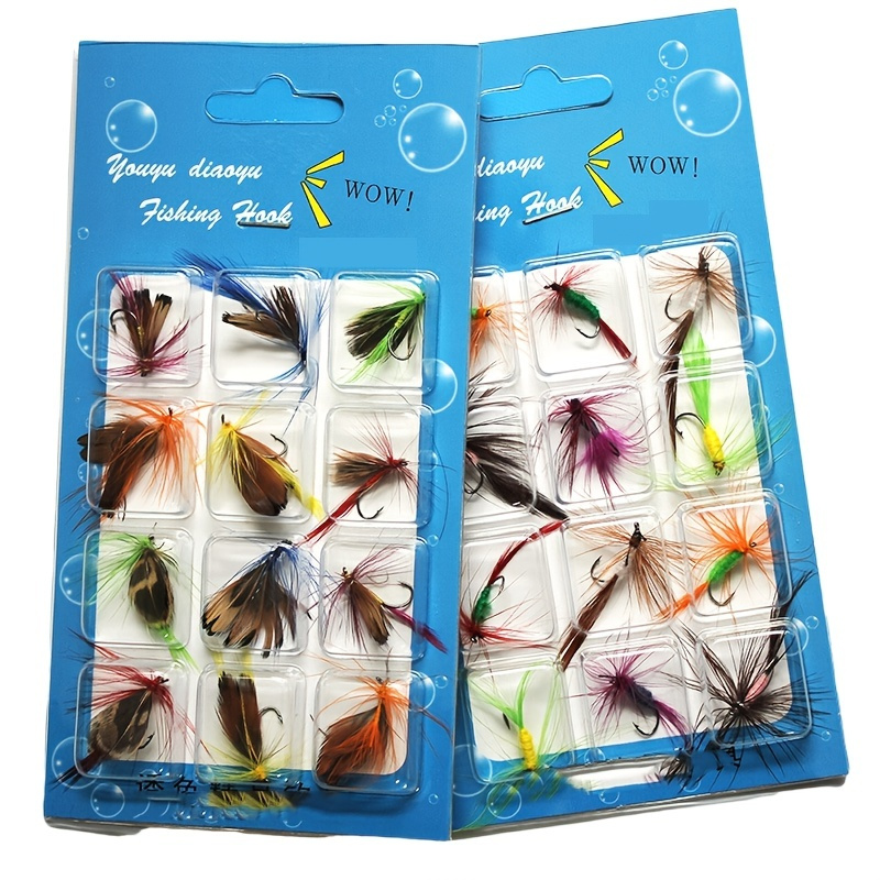 12pcs Fishing Lure Bait Butter Fly Insects Different Style Salmon