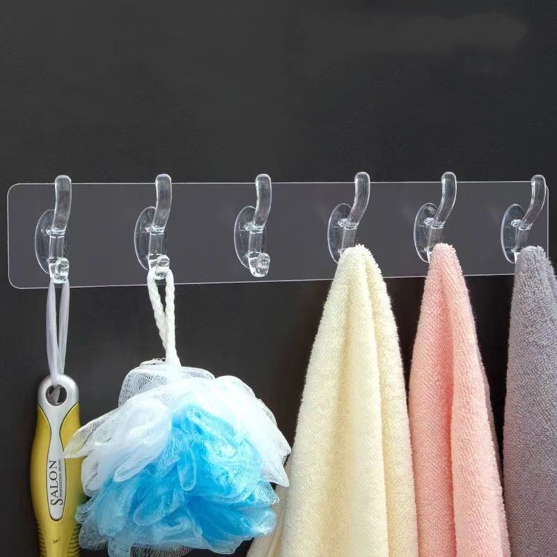 Six Linked Hooks Adhesive Row Hooks Transparent Seamless - Temu