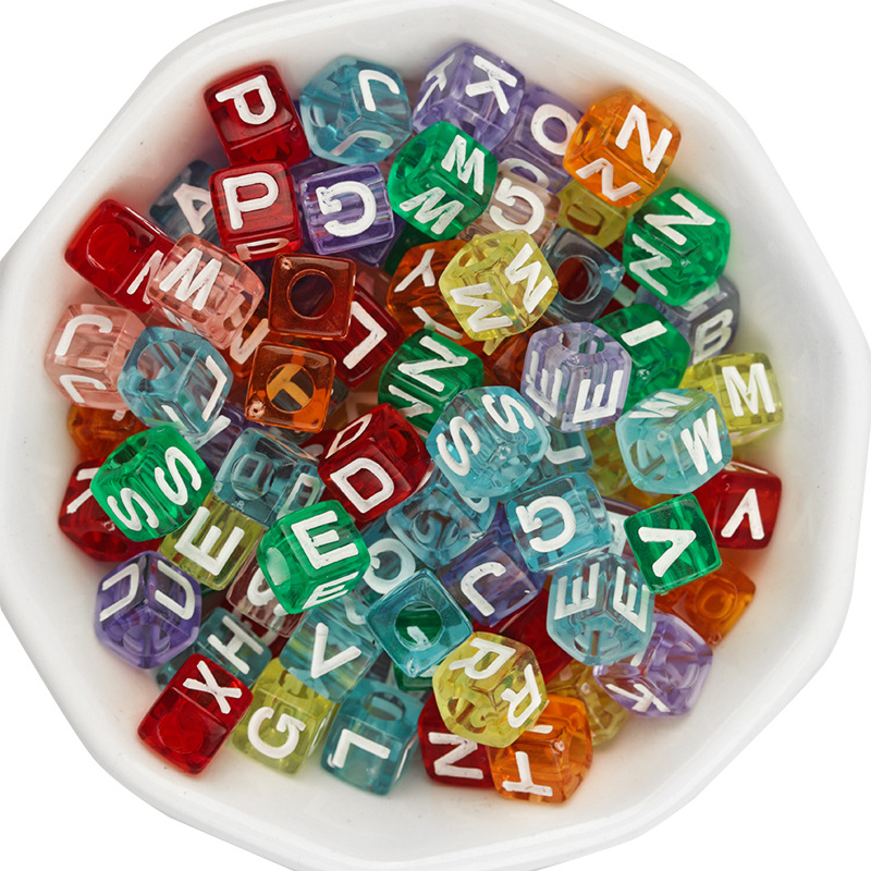About Acrylic Square Letter Beads Plastic Hole Beads Diy - Temu
