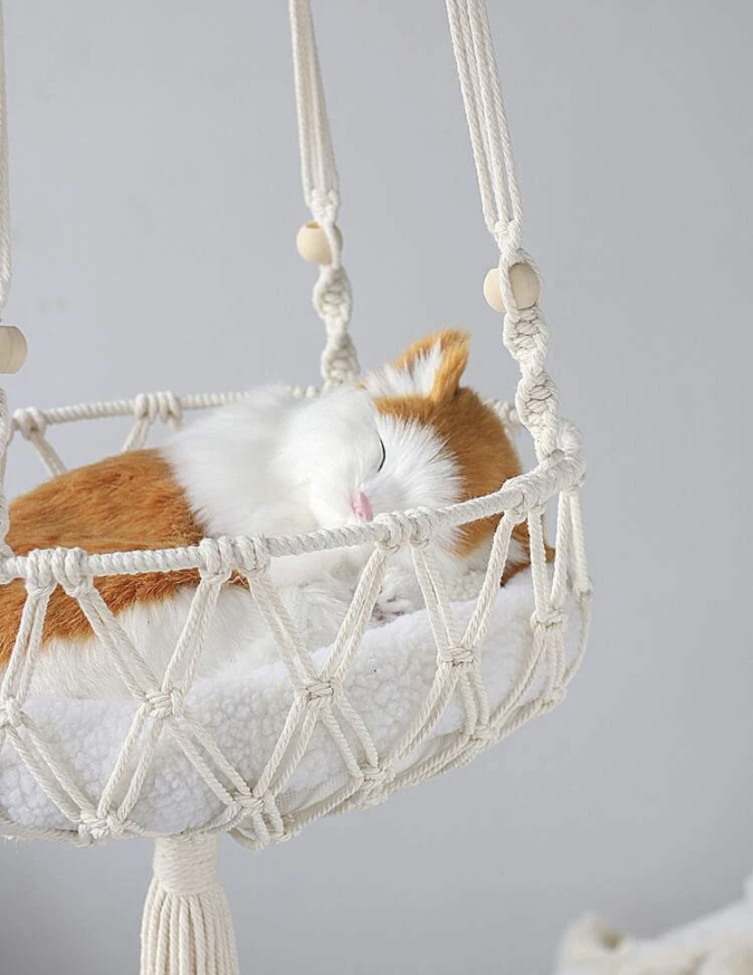 1pc cat hammock woven wall hanging basket swinging pet house nest for small dogs cats details 2