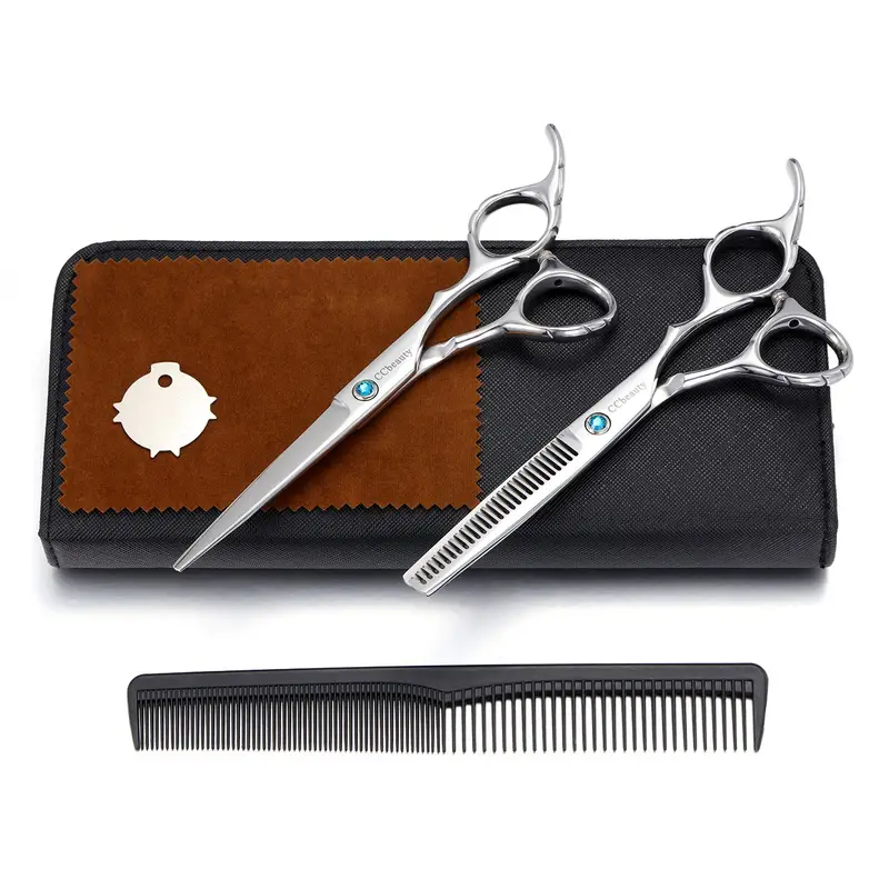 hair cutting scissors stainless steel barber scissors professional salon barber haircut for women man kids home and family use with one comb details 0