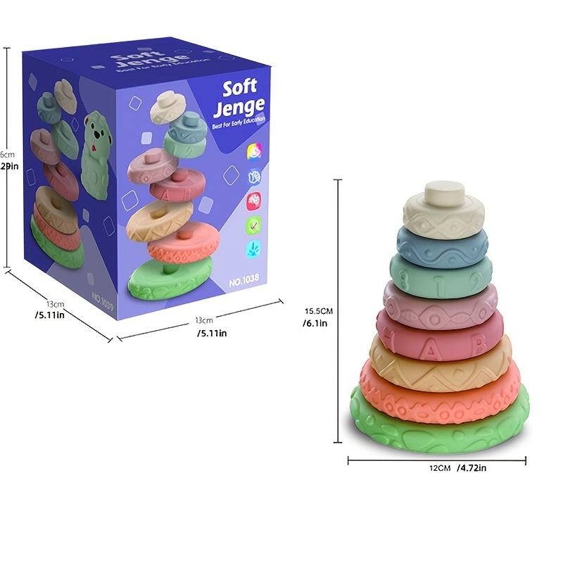 8 Pcs Pack Stacking Rings Soft Toys For Babies Newborn 0 3 4