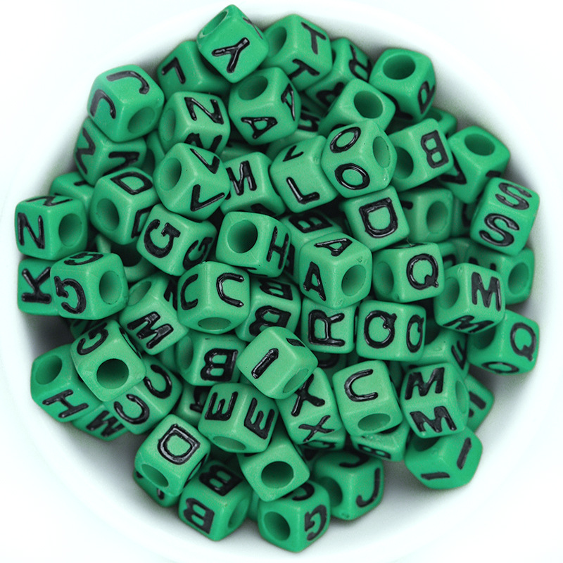 Square Letter Beads Mixed Colors 6mm plastic alphabet bead - Fleamarket Muse