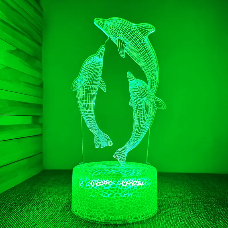 1pc creative 3d night light with crack base three dolphins usb ambient desk lamp with touch button 7 67 x3 85 details 7