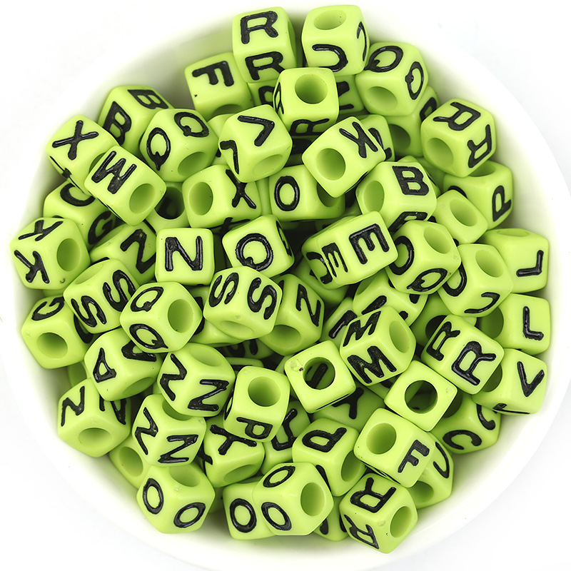 100 pcs AAA acrylic number OR letter square beads 6, 7, 8 & 10 mm colour  options