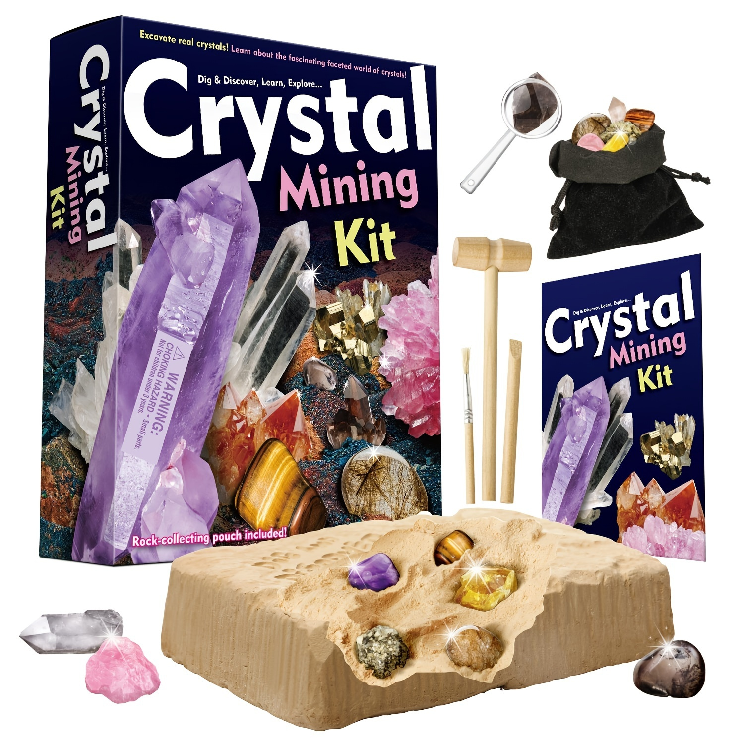 Kit de excavación Colección de minerales Rock Mineral Gem Kit para niños  Excavar minerales reales con herramientas de minería, Colección de  especímenes