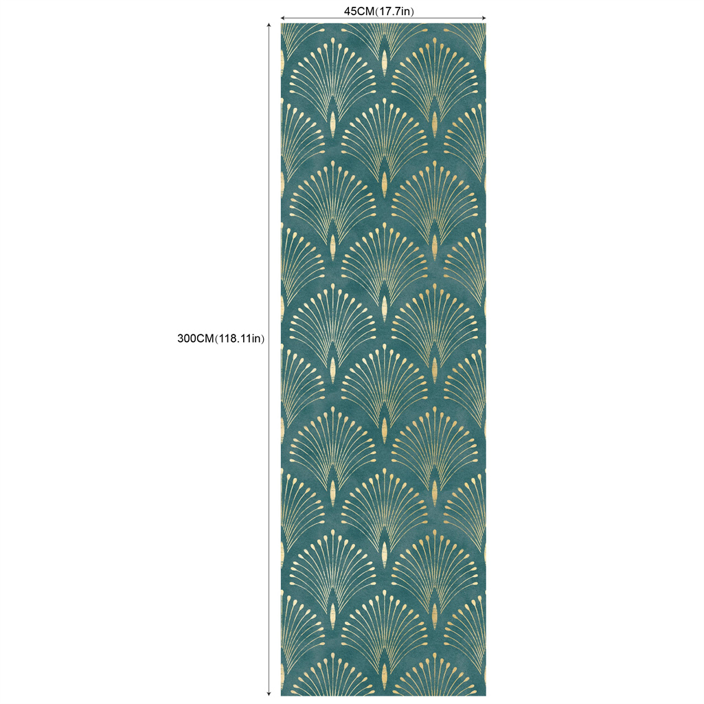 17.7in X 118in X 1pc Golden Arc Line Self-adhesive Wallpaper Removable Background Wallpaper Living Room Bedroom Wall Furniture Renovation Sticker Rw101