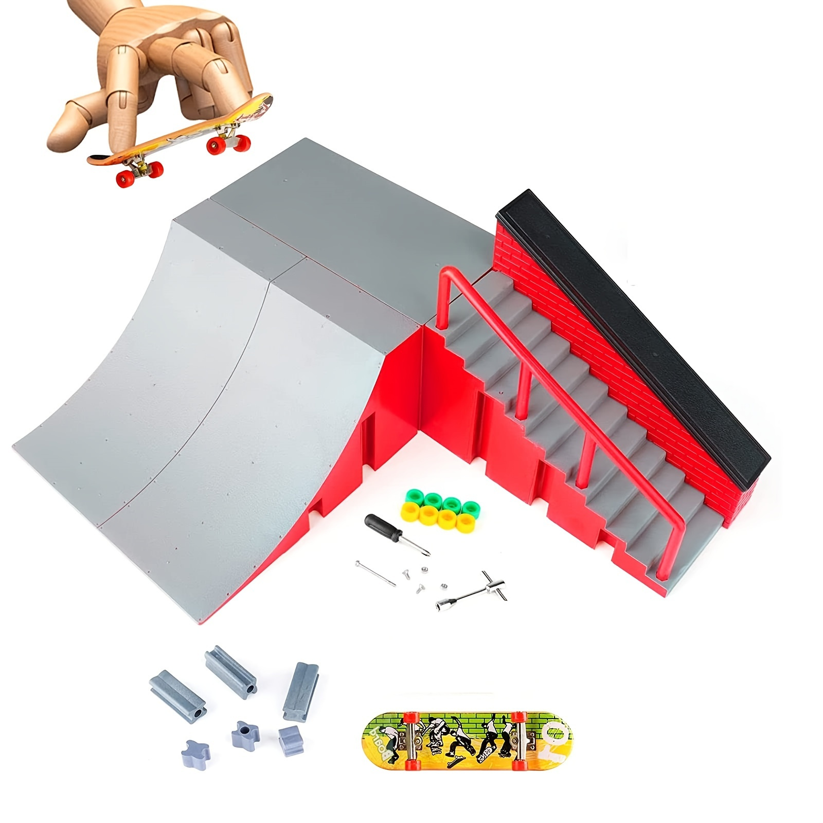 Mini Finger Skateboard And Ramp Accessories Set Skate Park Deck Truck ...