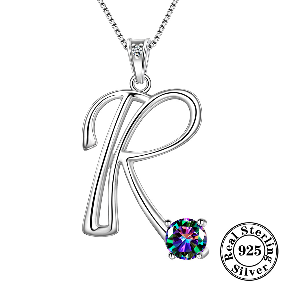 Letter R Pendants Necklaces, Letter R Crystal Necklace