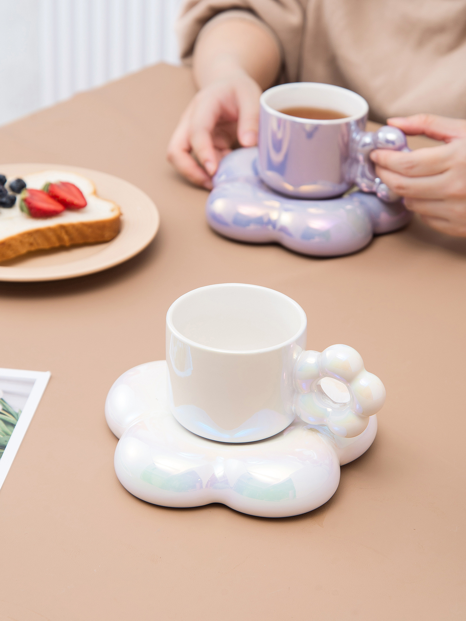 1 juego de tazas de té de la leche y café de cerámica con - Temu