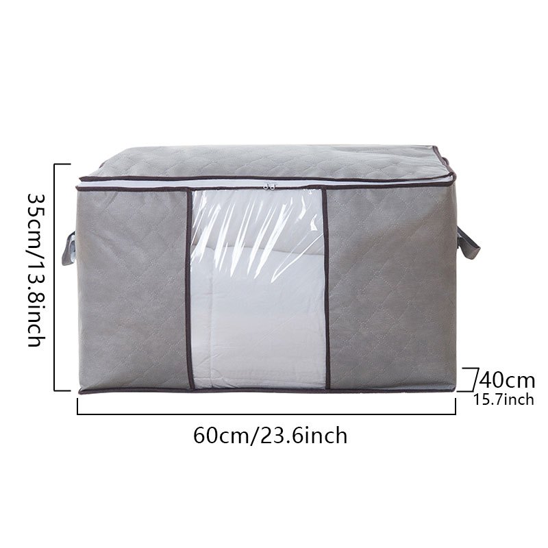 1pc Clothes & Blanket Storage Bag, Foldable, With Lid & Handles