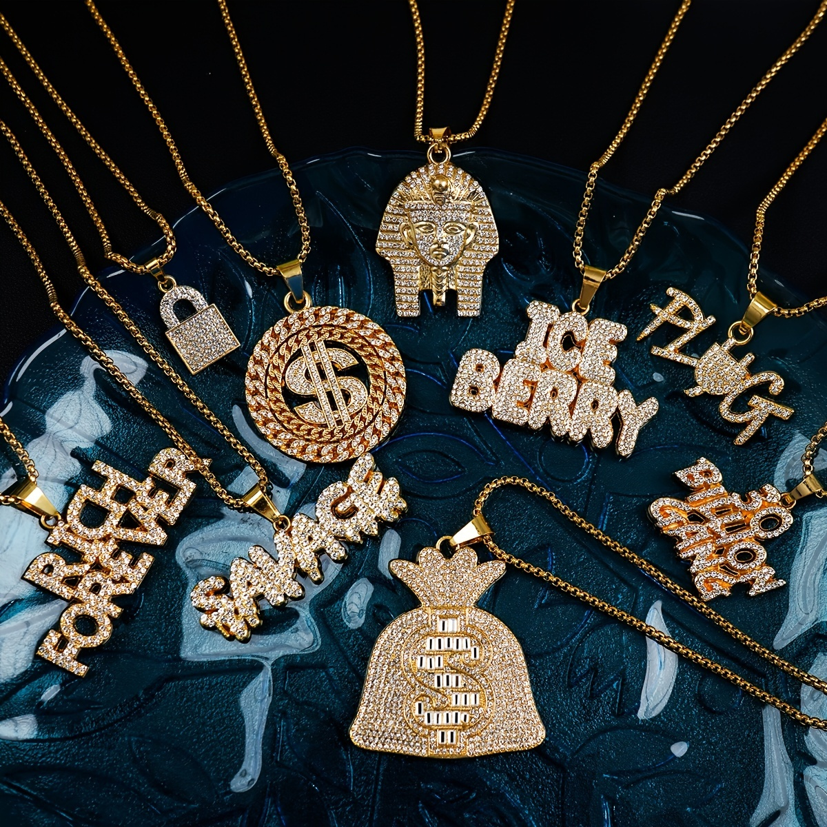 Mens Trendy Bling Letters Everyday Eats Pendant Hip Hop Iced Out Rock Style  Initial Charm Necklace Hip Hop Jewelry Gift From Yizhe, $23.04