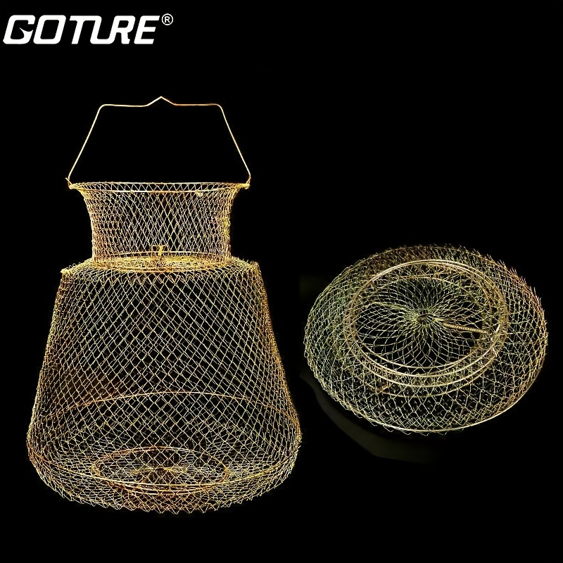 

1pc Goture Portable Collapsible Steel Wire Fish Net Cage - Ideal For Catching Fish And Crabs On The Go