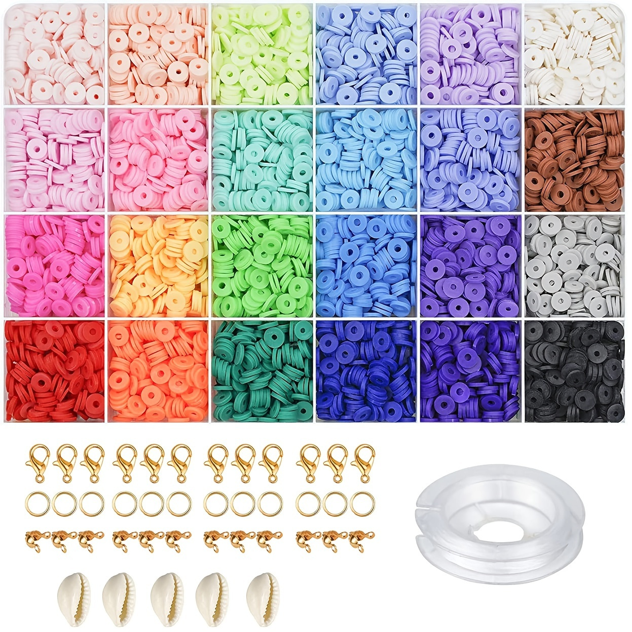 Clay Beads & Charms Bracelet Making Kit by Box-O-Beads, 6000 pcs Polymer Clay Heishi Beads and Charms Kit for Bracelet & Jewelry Making, DIY