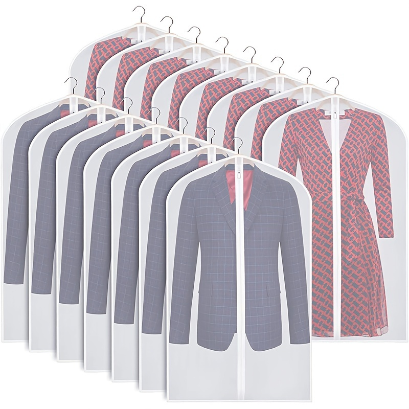 1pc Hanging Garment Bag Lightweight Transparent Full Zipper Suit Bag For Closet Clothes Storage