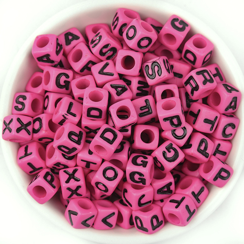 100Pcs/Lot Trendy Acrylic Square Alphabet Beads Large Hole Letter Loos