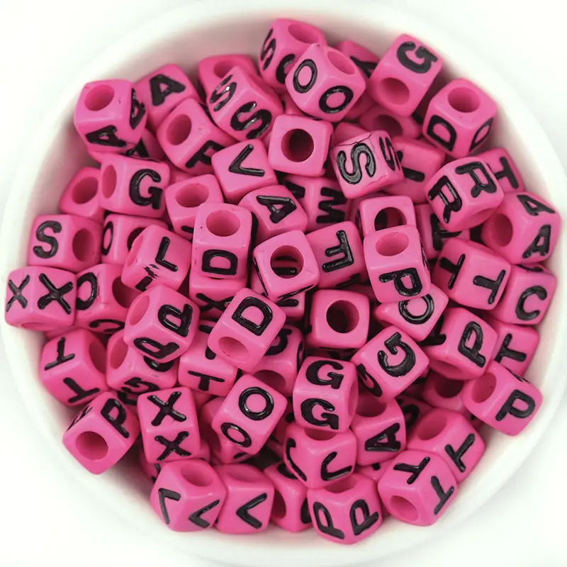 Acrylic Square Letter Beads Colorful English Letters Large - Temu