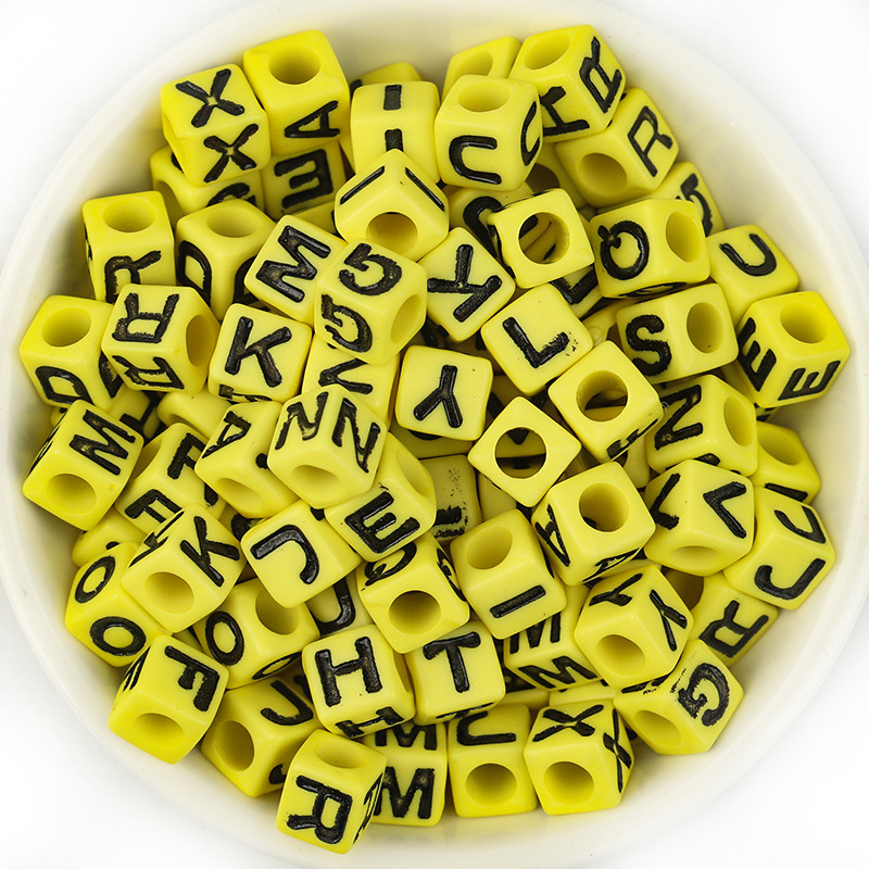 1000pcs Letter Beads Color Alphabet Cube Beads Letter Bead for Jewelry Making,Bracelets Making,Necklace 6 x 6 mm (Square, Large Hole),with 1 Roll
