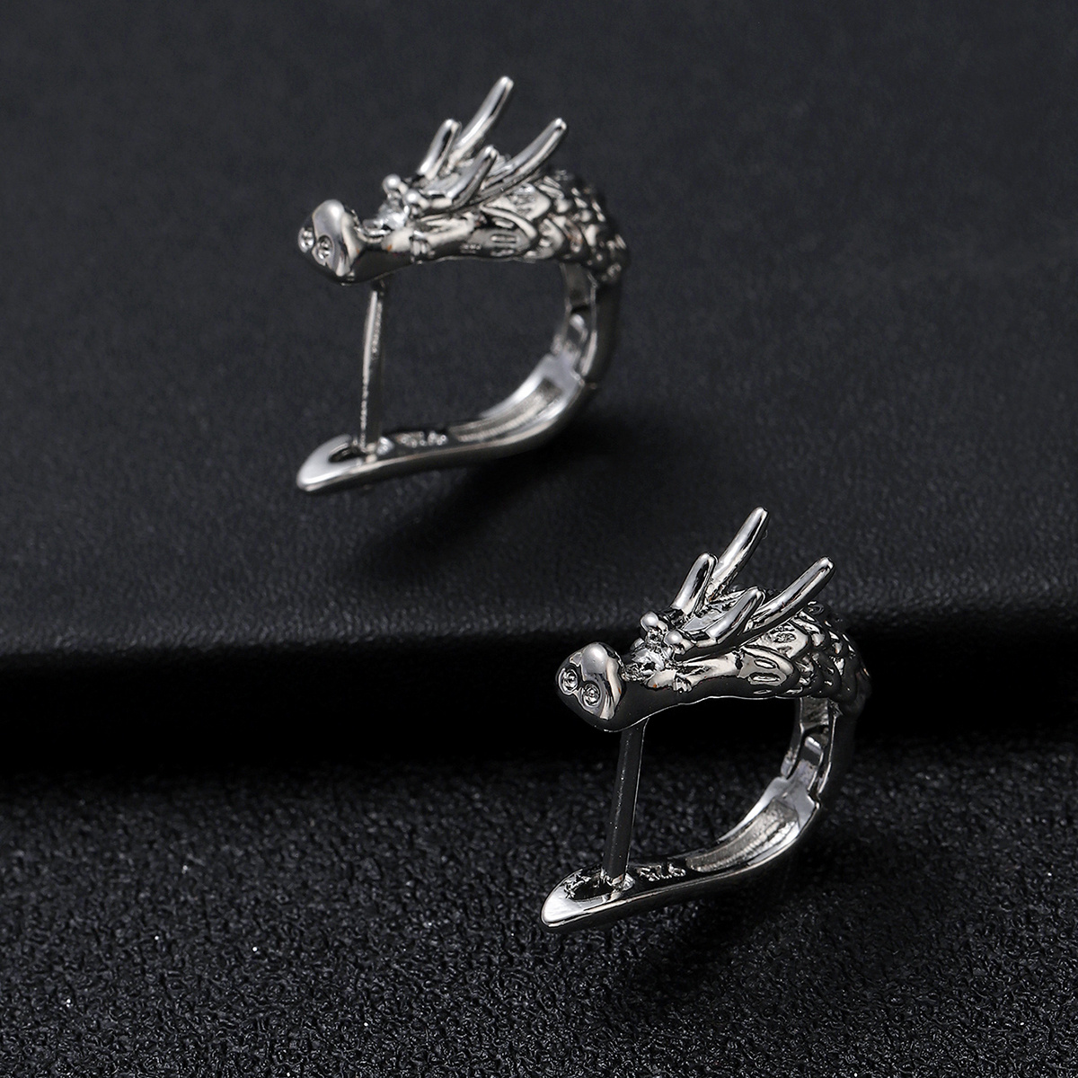 Men's Dragon Head Statement Stud Earrings Punk Style
