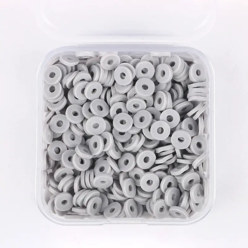 380pcs/Strip 6mm Flat Round Polymer Clay Beads Chip Disk Loose Spacer  Heishi Beads for Handmade DIY Jewelry Making Bracelets (Yellow)
