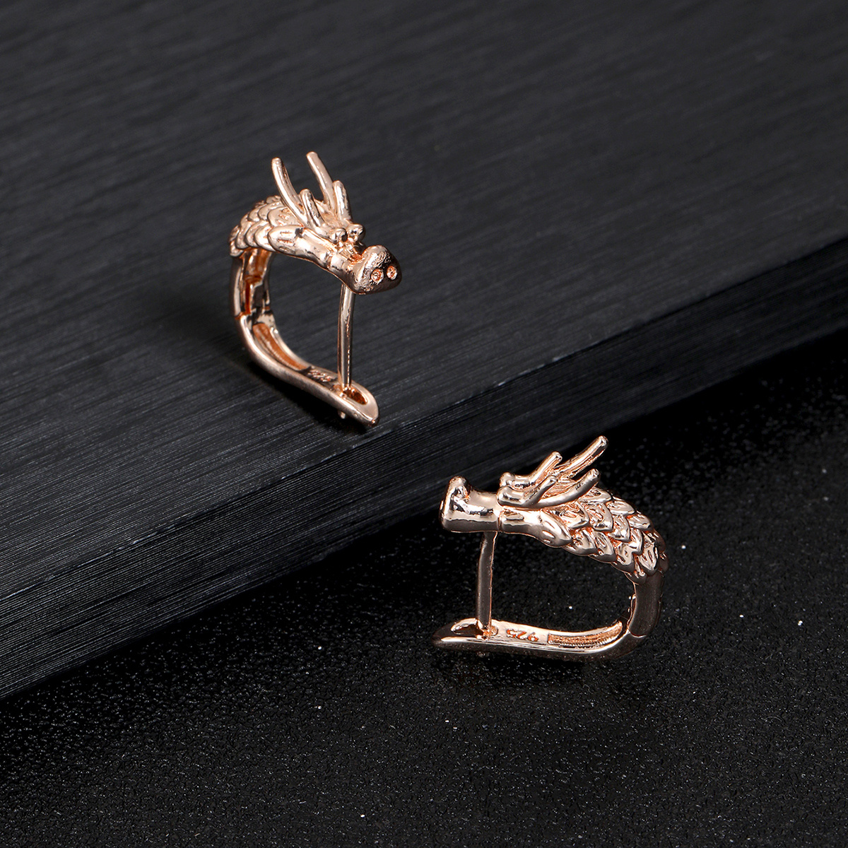 Men's Dragon Head Statement Stud Earrings Punk Style