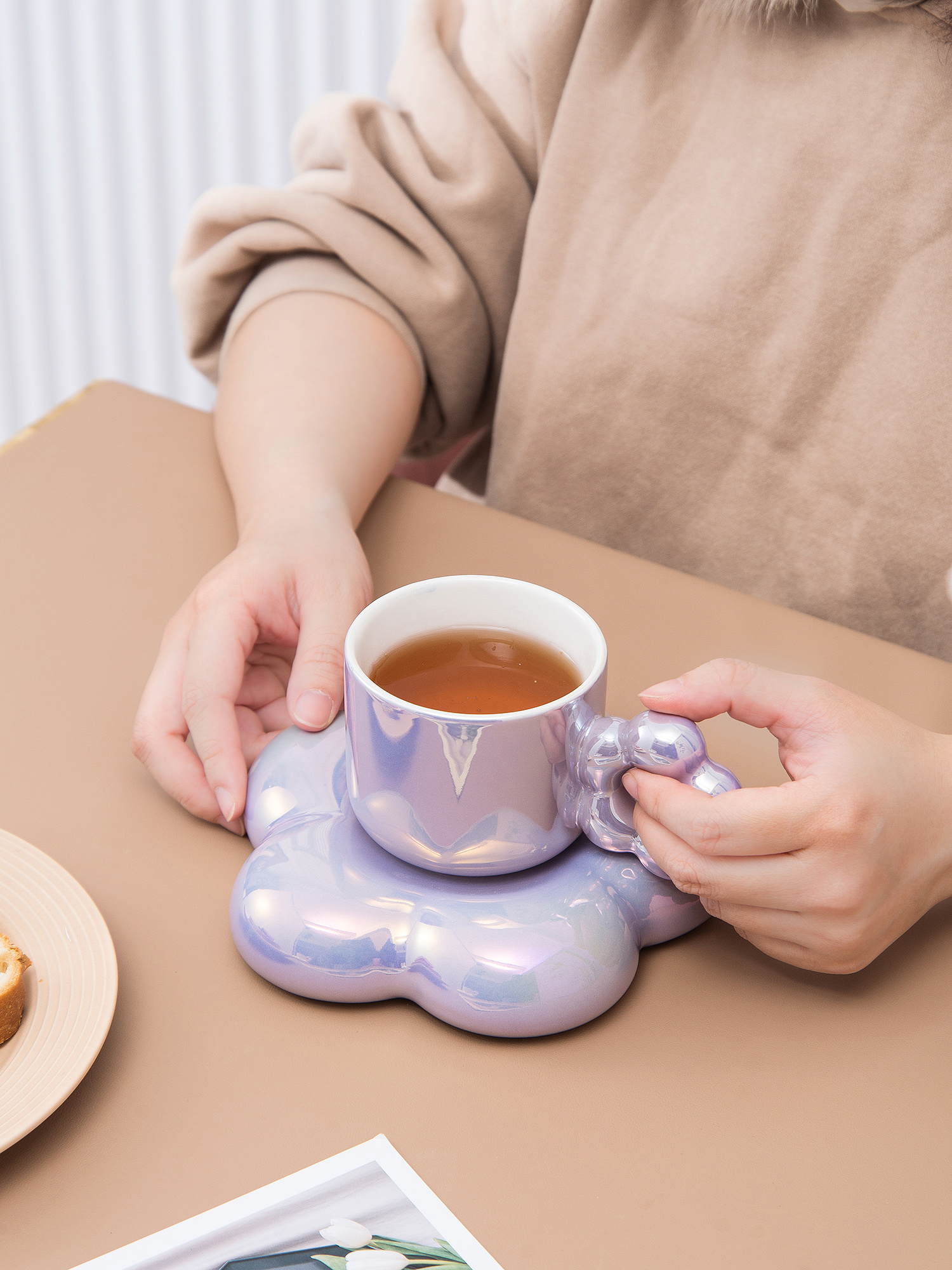 1 juego de tazas de té de la leche y café de cerámica con - Temu