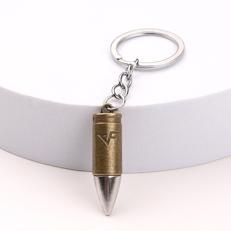 Creative Brass Bullet Shape Portable Mini Rotatory Ballpoint Pen Signature  Pen Multi-functional Car KeyChain Pendant