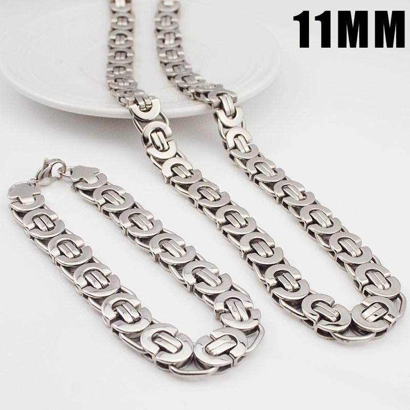Classic Men's Jewelry Set Fashion Egyptian Byzantine Flat Bracelet Necklace Set