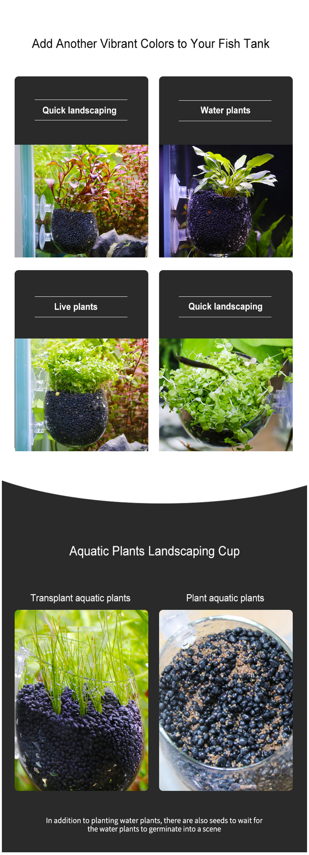 Grow Your Own Suction Cup Glass Fish Tank Plant Cultivation Flower Pot