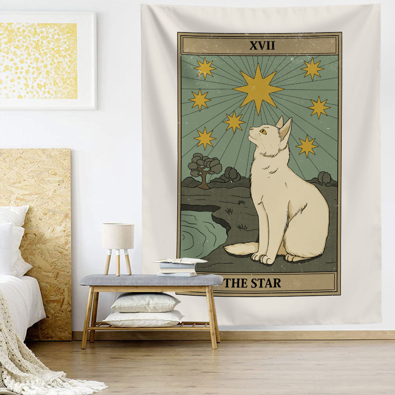 Cartoon Cat Tarot Card Tapestry Wall Hanging Kawaii - Temu