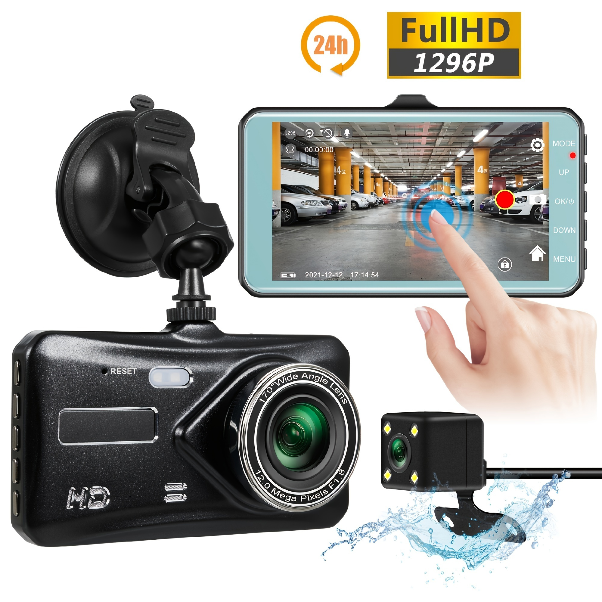 4 24h Car Video Recorder Touch Screen Dash Cam Hd 1296p Car Camera