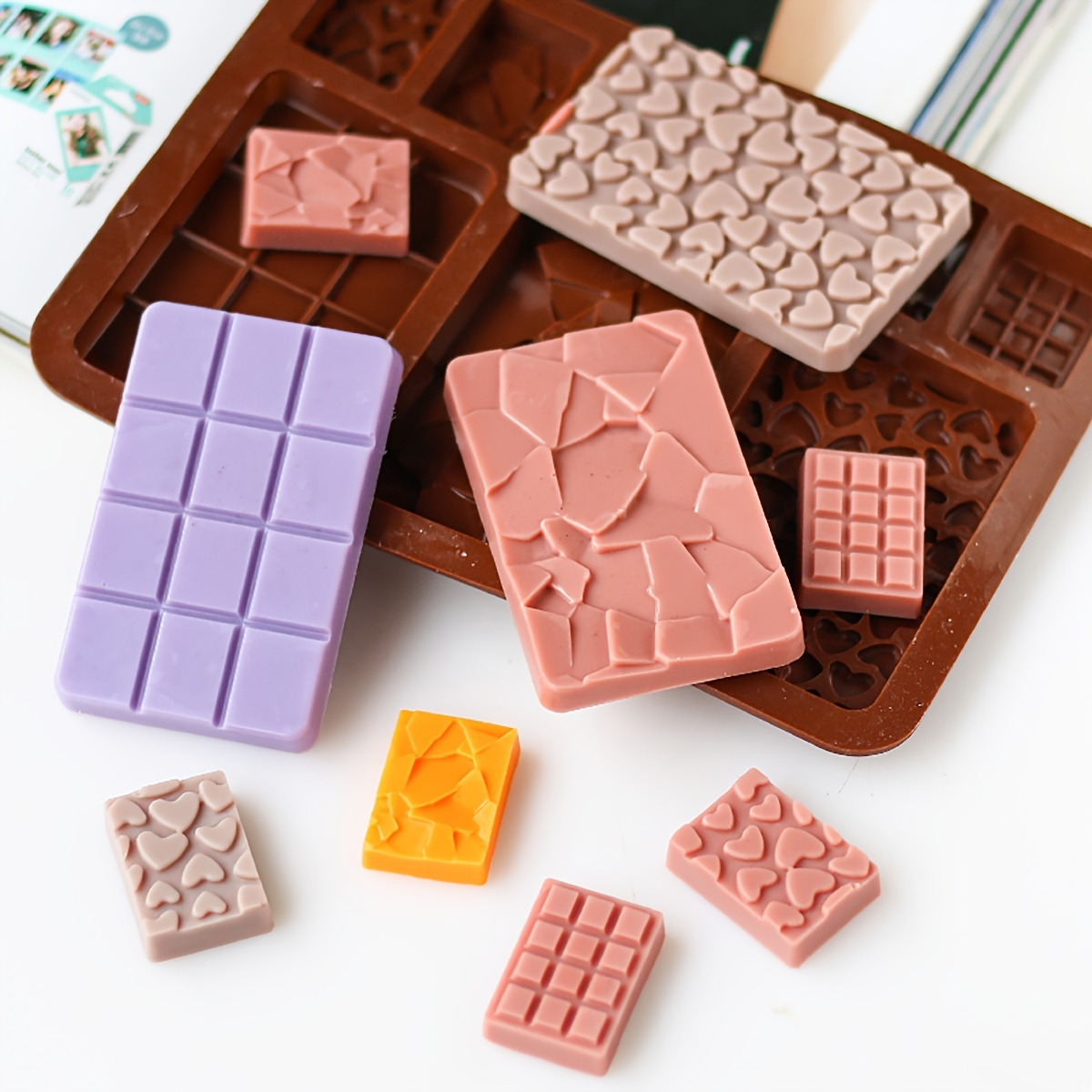 

1pc 9 Different Full-page Waffle Molds Silicone Cake Decoration Mold Handmade Chocolate Mold
