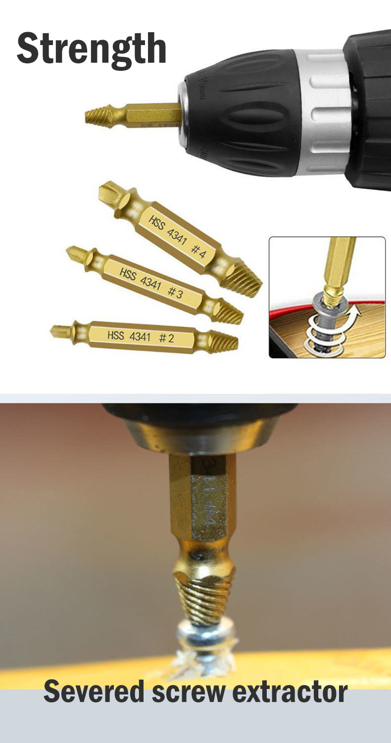 4/5/6 Pcs Set Damaged Screw Extractor Drill Bit Stripped Broken Screw