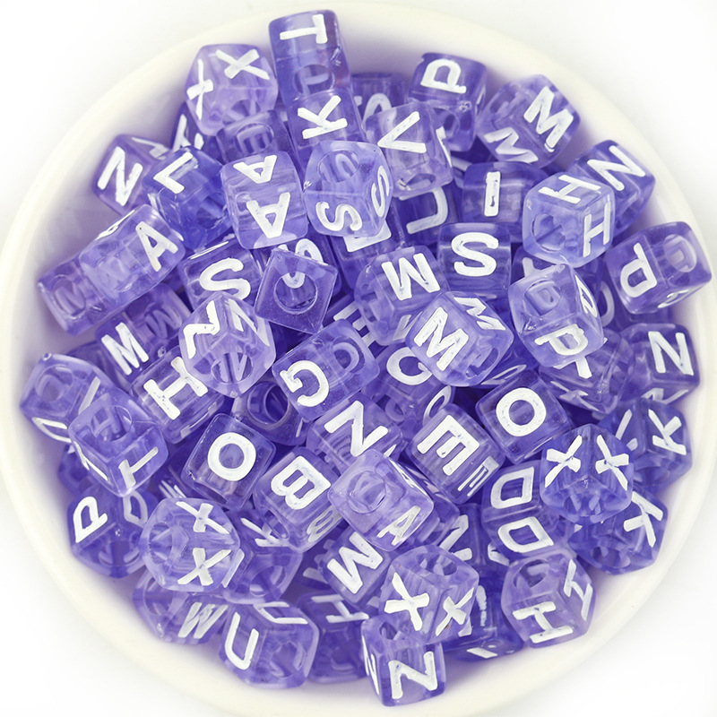 Bag Mixed Acrylic Colorful Letter Beads Square Loose Beads - Temu