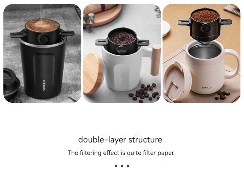  INSINTAR - Filtro de café reutilizable de acero inoxidable para  verter sobre café, colador de café de metal sin papel, cafetera de una sola  taza, 1-4 tazas para campamento, viajes, oficina
