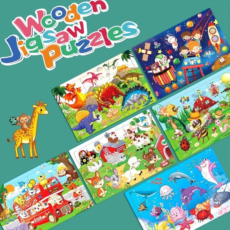 

30pcs Colorful Jigsaw Puzzles For Kids Age 3-5 Preschool Educational Brain Teaser Boards Toys Toddler Children Learning Puzzles, Halloween/christmas Gift