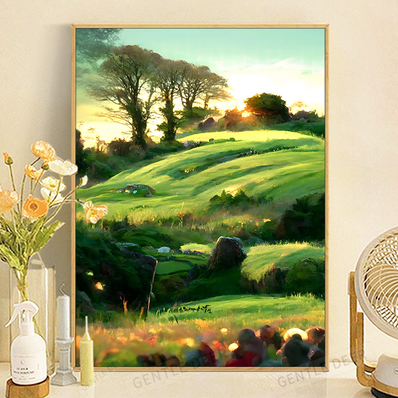 1pc Windmill Flower Field Prairie Canvas Wall Art Painting - Temu Australia