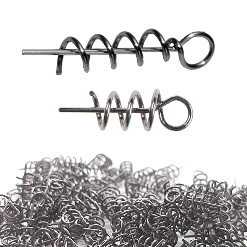 100pcs Soft Lure Bait Spring Twist Lock for Bass Fishing Crank Hook  Centering Pin for Soft Lure Bait Worm Crank