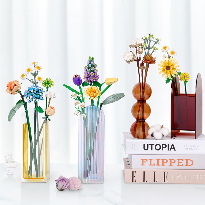 Flower Bouquet Perpetual Tulip Building Blocks, 3d Model, Home