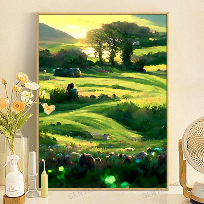 1pc Windmill Flower Field Prairie Canvas Wall Art Painting - Temu Australia