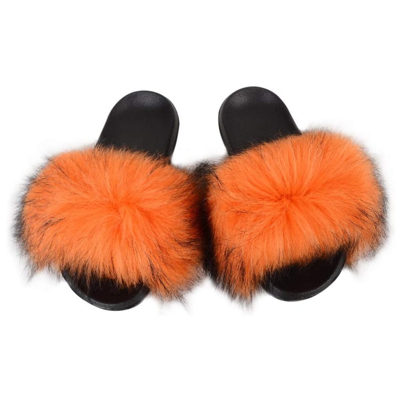 Fluffy fox fur discount slides