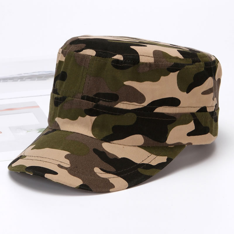 Image of Men's Retro Camouflage Breathable Adjustable Flat Top Outdoor Hat, For Gifts