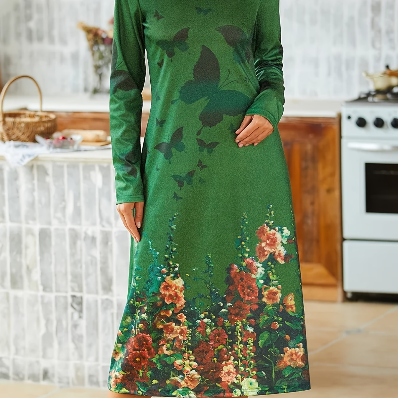 ₹890+ shipping Women's Butterfly sleeves Midi Floral dress in