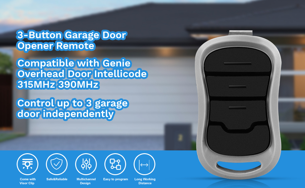Genie Mando a distancia para abridor de puerta de garaje con un solo botón  (paquete de 2) – Acceso seguro – Cada mando a distancia compatible solo con