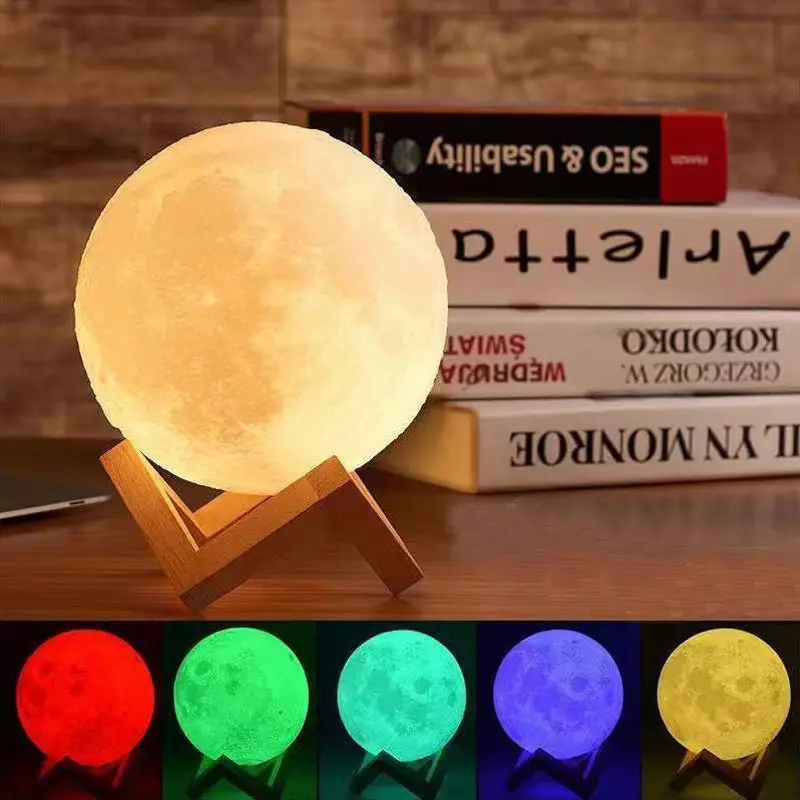 1pc 8 10 12cm led night light 3d printing moon light star light 7 color bedroom decoration night light shop booth decoration hotel bedside table decoration bar decoration gift for hotel catering event holding details 8