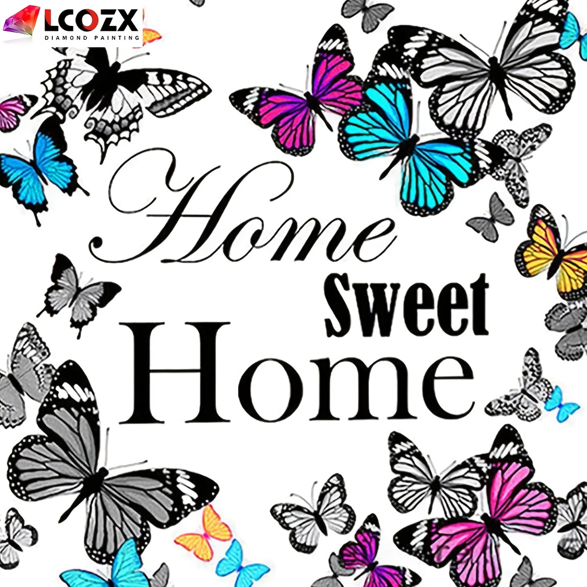 1pc Butterfly Artificial Diamond Painting, Colorful Butterflies Home Sweet  Home Diy Faux Diamond Paintings Kit - Temu