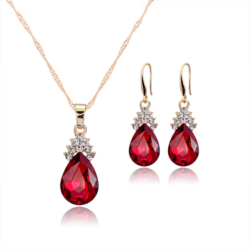 Teardrop Crystal Necklace Earrings Set Fine Jewelry Dainty - Temu South ...